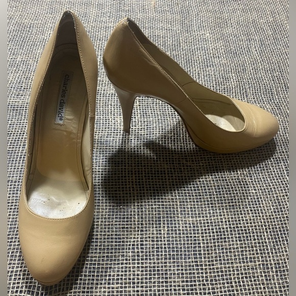 Charles David Heels Size 10B Platform Leather Tan 4.5” Heel Made In Spain - Picture 5 of 13